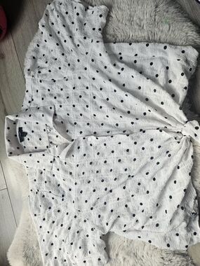 💫Chemisier Blanc à Pois Haver London – Nœud Devant – Taille XL